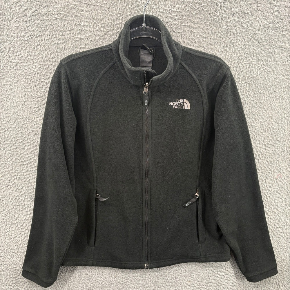 The North Face Fleece Jacket Womens Large Black Full Zip Mock Neck TKA 100